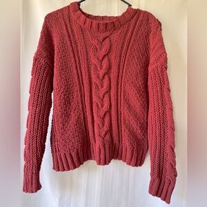 Aeropostale Red Chunky Cable Knit Holiday Christmas Sweater Size Small EUC